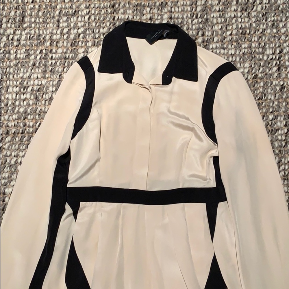 Charles Youssef Silk Color-blocked Shirtdress